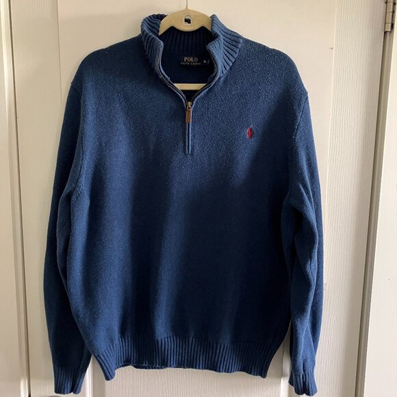 Ralph Lauren Polo Men's Quarter-Zip Pullover, Navy Blue, Size X Large Preppy. - Picture 1 of 13